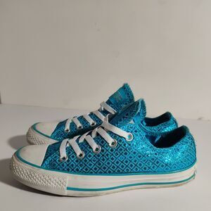 Converse Chuck Taylor All Star Glitter Metallic Sneakers Womens  6 Blue White